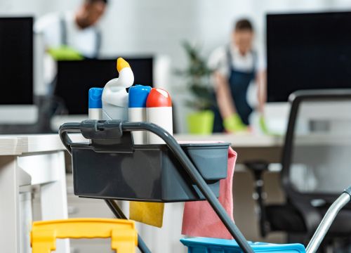 Business commercial cleaning team
